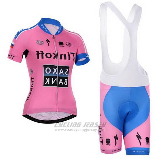 2015 Cycling Jersey Women Saxo Bank Fuchsia Short Sleeve and Bib Short